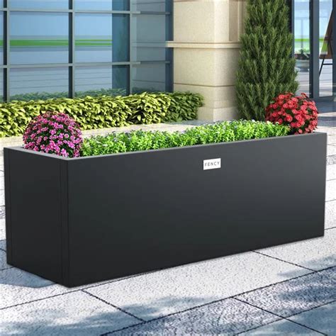 black metal box planter|black outdoor planter box.